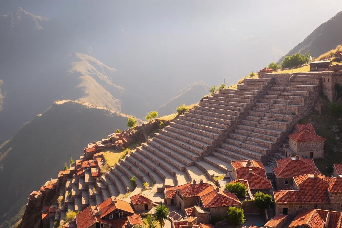 Inca terraces above the village of Ollantaytambo